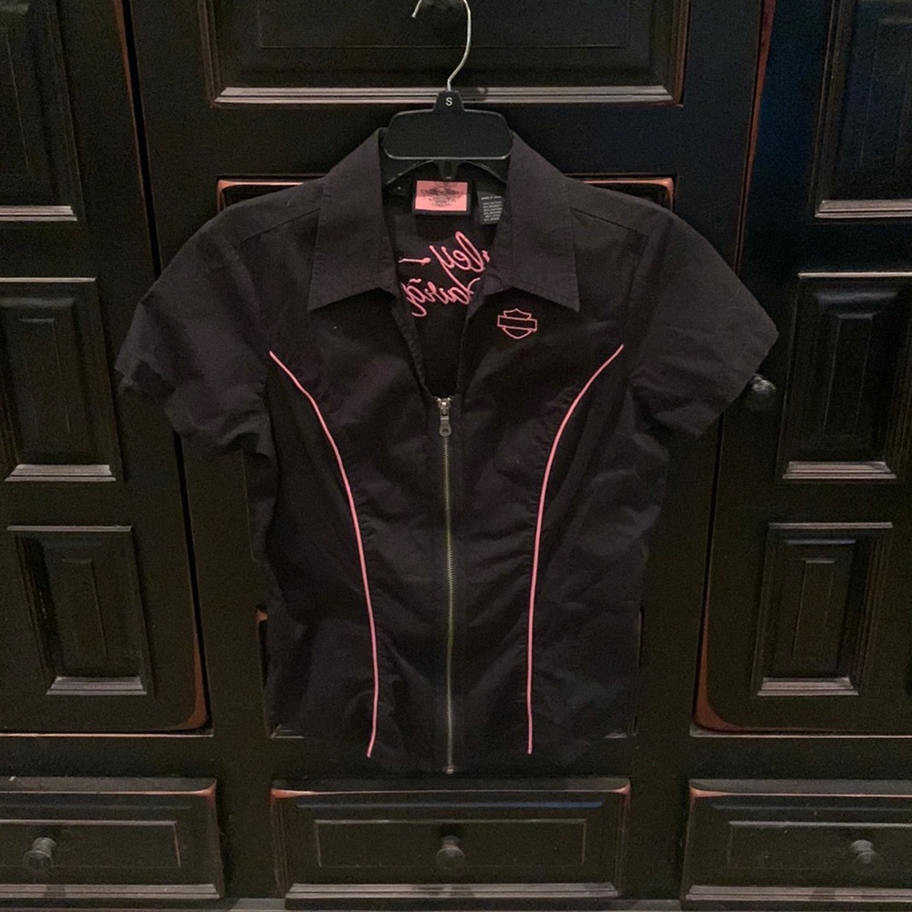 Ladies HD black and hot pink mechanics shirt